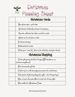 Christmas Planning Sheet - FREE Printable